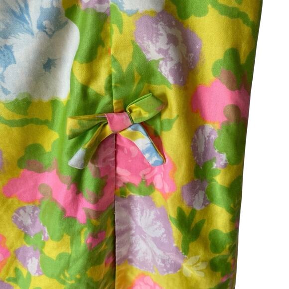 Vintage 1960s Matching Top Short Set Yellow Pink Floral size 4-6 Small - Picture 7 of 11
